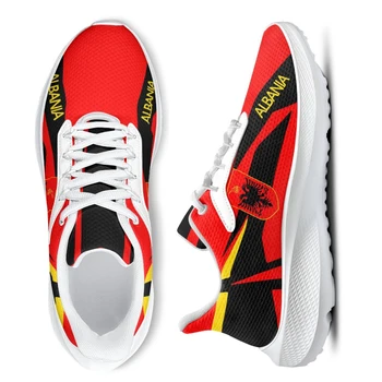 Кроссовки INSTANTARTS с флагом Албании, женские легкие летние сетчатые туфли на шнуровке, белые теннисные туфли, прогулочная обувь Chaussure