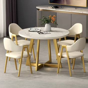 Круглые обеденные столы для гостиной, Выдвижные Белые Роскошные Обеденные столы, Складывающиеся, Экономящие пространство, Мебель Mesa WW50DT