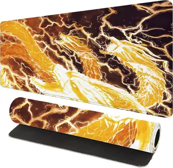 Крутой большой коврик для мыши Golden Dragon с нескользящим резиновым ковриком для рабочего стола с прошитыми краями для подарков для дома, работы в офисе 800x300 мм