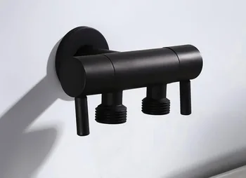 Латунный клапан для биде с одним входом и двойным выходом, с двойным управлением, Аксессуары для ванной Комнаты, Трехходовой Угловой Клапан черного цвета BL555