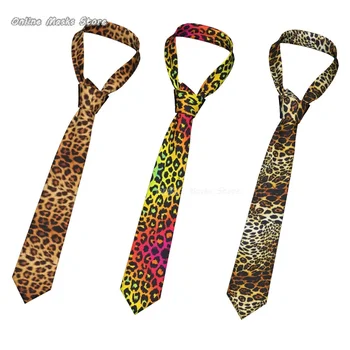 Леопардовые мужские галстуки, Шелк, Полиэстер, 8 см, Узкий Галстук Tiger King Для мужских костюмов, Аксессуары, Свадебная вечеринка, Косплей