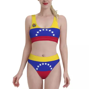 Летние комплекты бикини с флагом Венесуэлы, купальник из двух частей, купальный костюм, спортивные купальники, пляжная одежда для девочек и женщин