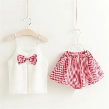Летние комплекты одежды для маленьких девочек, кружевной жилет + шорты, наряды из 2 предметов, хлопковый детский костюм для девочек, одежда для вечеринки по случаю первого дня рождения 2023