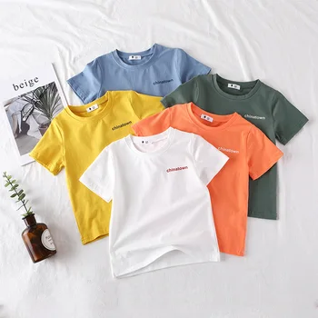 Летняя одежда для мальчиков 2021 года, детская футболка, хлопковые футболки с короткими рукавами для мальчиков, топы для девочек, детская одежда LZ743