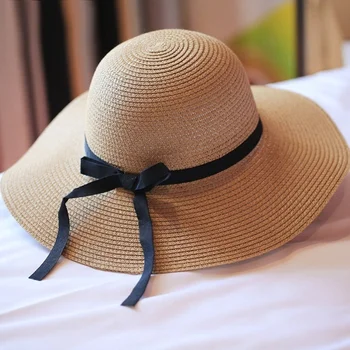 Летняя соломенная шляпа С большими широкими полями Пляжная Солнцезащитная шляпа Соломенный гибкий солнцезащитный крем Шляпа с защитой от ультрафиолета Bohemia Cap