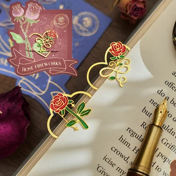 Металлические закладки в виде цветка розы для книг, маркеры для книг для чтения студентами, скрепки для страниц, детские школьные канцелярские принадлежности, подарки для детей