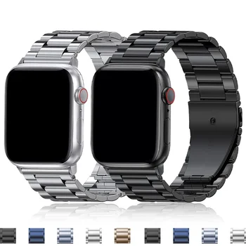 Металлический Ремешок для Apple Watch Ultra Band 49 мм 45 мм 44 мм 42 мм 41 мм 40 мм 38 мм Браслет из нержавеющей Стали для iWatch серии 9 8 7 5 SE