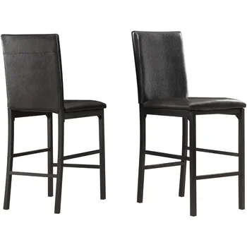 Металлический стул для прилавка из искусственной кожи, набор из 4 предметов, темно-коричневый