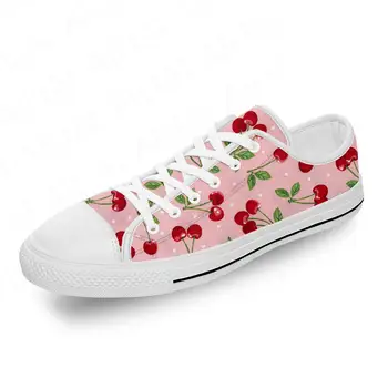 Милая забавная белая ткань с рисунком вишни, модная парусиновая обувь с 3D-принтом, мужские и женские легкие дышащие кроссовки с рисунком вишни