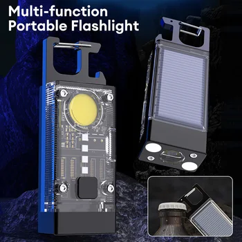 Мини Многофункциональный Портативный светодиодный COB фонарик, брелок для ключей, USB Перезаряжаемые Рабочие фонари, Фонарь для рыбалки на открытом воздухе, кемпинга.