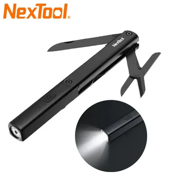 Мини-мультитулы NexTool 3 в 1, фонарик, Складные ножницы, USB-аккумуляторная батарея, водонепроницаемые портативные инструменты в форме ручки IPX4 для улицы.