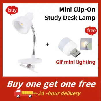 Мини-настольная лампа для учебы с креплением на батарейках, Гибкая прикроватная тумбочка, осветительные лампы, светодиодная мини-лампа для чтения книг, лампа для чтения