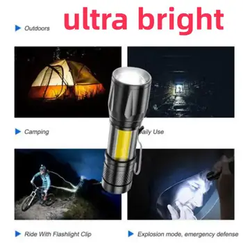 Мини Перезаряжаемый светодиодный фонарик, Мини-Зум-фонарик, Мощная лампа для кемпинга, Водонепроницаемый Тактический Светодиодный фонарь, Портативный