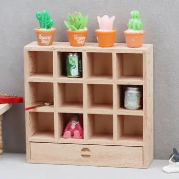 Миниатюры кукольного домика Реалистичная миниатюрная мебель для кукольного домика Компактная модель шкафа с 12 ящиками для хранения аксессуаров для кукольного домика