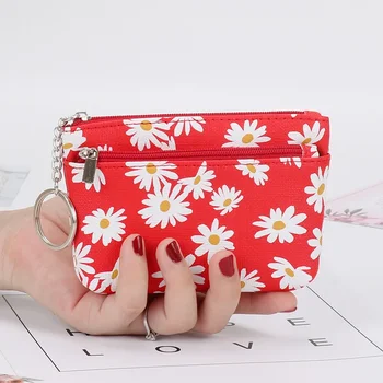 Модная милая Корейская версия, маленький свежий кошелек для монет, маленькая сумка для монет с ромашкой, мини-сумка на молнии, женская сумка для карт, сумка для ключей