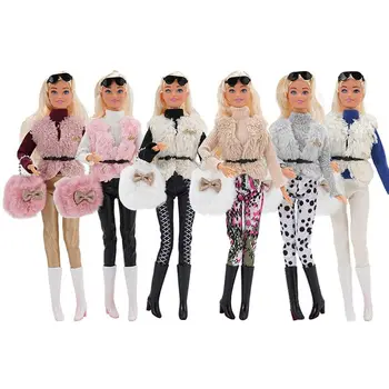 Модная повседневная одежда для кукол 1/6, плюшевый жилет, Сапоги, зимняя одежда, свитера, сумки, брюки, комплект одежды для куклы ручной работы для девочек, 29 ~ 32 см