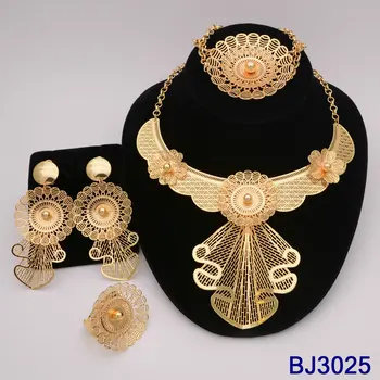 Модное женское ожерелье, ювелирный набор, изысканный Итальянский позолоченный кулон, серьги для свадебной вечеринки, кольцо, Оптовая продажа, Бесплатная Доставка
