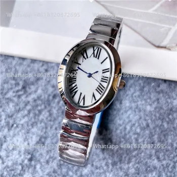 Модные брендовые наручные часы для женщин и девочек с овальным циферблатом 24 мм, стальные металлические часы C62