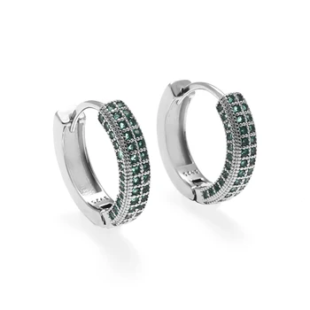 Модные простые круглые серьги-кольца Huggie, гипоаллергенные серьги с зеленым цирконием, Элегантный женский изысканный ювелирный подарок