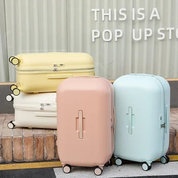 Модный багаж на колесиках Дорожный чемодан Свежая Цветовая гамма Багажника Чемоданы большой вместимости Бесшумный Универсальный багаж на колесиках