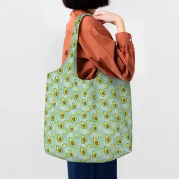 Модный принт с рисунком авокадо, сумки-тоут для покупок, холщовые сумки для покупок, веганские сумки для фотографий