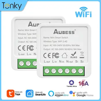 Модуль Tuya WiFi Smart Switch Light Switch 16A Smart Home Automation DIY Breaker Поддерживает двустороннюю поддержку Alexa Alice Google Home