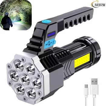 Мощный светодиодный фонарик 4/5 / 7LED, мощный USB-перезаряжаемый фонарик, портативная лампа для кемпинга на открытом воздухе, встроенный аккумулятор