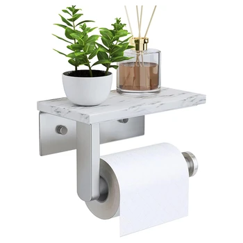 Мраморный держатель для туалетной бумаги с полкой, держатель для рулона туалетной бумаги, настенное крепление для декоративного шкафа в ванной комнате