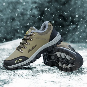 Мужская обувь для альпинизма 2024, водонепроницаемая зимняя обувь для пеших прогулок на плоской подошве, оригинальная мужская спортивная нескользящая и теплая уличная обувь