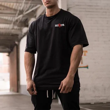 Мужская свободная негабаритная рубашка с коротким рукавом, Уличная одежда в стиле хип-хоп, Спортивная футболка для занятий фитнесом, летние дышащие крутые топы