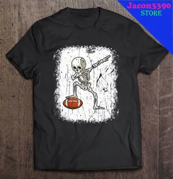 Мужская футболка с футбольным скелетом на Хэллоуин, отбеленная футбольная футболка S-4XL