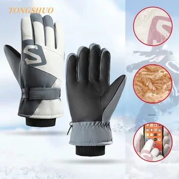 Мужские и женские лыжные перчатки, зимние теплые ветрозащитные Водонепроницаемые флисовые перчатки с сенсорным экраном, нескользящие Перчатки для сноуборда, катания на снегоходах, катания на лыжах