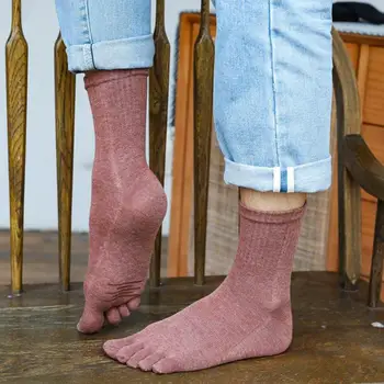 Мужские носки с пятью пальцами, хлопчатобумажные носки с носком, дышащие мужские спортивные носки