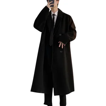 Мужские пальто, зимние уникальные модные мужские куртки, модный отложной воротник, Длинные рукава, однотонное мужское пальто, модный костюм Chaqueta