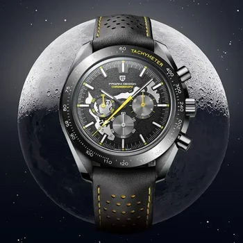 Мужские часы PAGANI DESIGN 2024 New Moon Dark, роскошные кварцевые часы, мужские наручные часы Skeleton Sport Chronograph AR с сапфировым стеклом