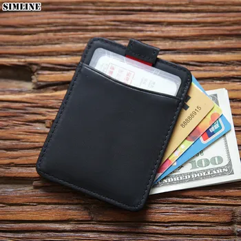 Мужской винтажный деловой кошелек из натуральной кожи, короткий Маленький Тонкий Минималистичный футляр для кредитных карт, мини-кошелек