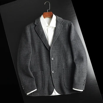 Мужской костюм для отдыха, весенне-осенний неглаженый деловой шерстяной костюм небольшого размера для мужчин среднего возраста, Однобортная куртка West A08
