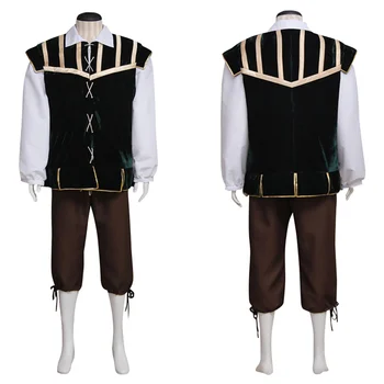 Мужской средневековый костюм для косплея, винтажные средневековые топы эпохи Возрождения, коричневые брюки, карнавальный костюм для вечеринки на Хэллоуин
