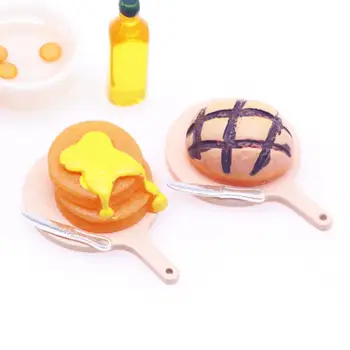 Набор хлеба Play Kitchen Изысканный миниатюрный кукольный домик для завтрака, набор для яичного хлеба с подносом для сока, украшение кукольного домика для детей