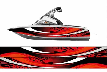 Наклейка с лодкой в красную полоску на заказ, модная наклейка с рыбьей лодкой, виниловая водонепроницаемая наклейка с изображением лодки, графическая наклейка с изображением лодки