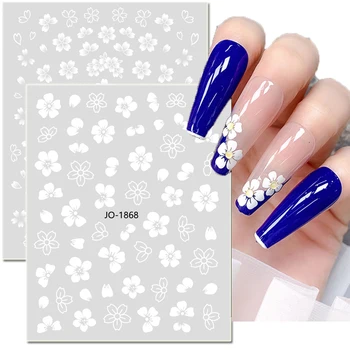 Наклейки для дизайна ногтей Белые пять лепестков Цветочные Цветы Клей для ногтей Наклейки для украшения кончиков ногтей Красота
