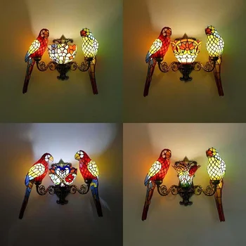 Настенные светильники LIGHT Tiffany parrot Американская сельская местность Детская комната Вилла с проживанием в семье Отель Витражная лампа для украшения животных