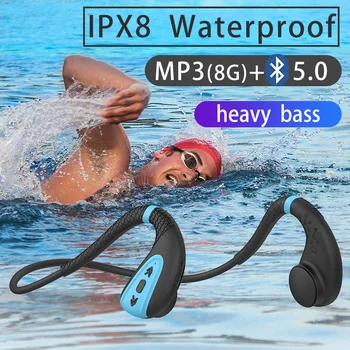 Наушники с костной проводимостью Q1 Встроенная память 8G IPX8 Водонепроницаемый MP3-плеер Наушники для плавания и дайвинга 15 дней в режиме ожидания