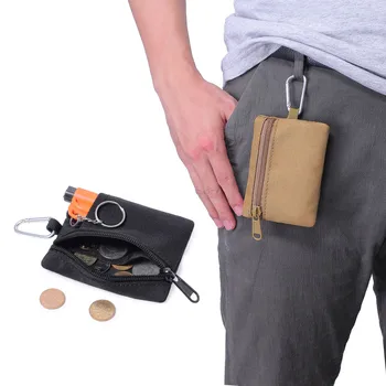 Нейлоновый Мини-портативный кошелек для монет, открытый чехол для ключей, кошелек на молнии, держатель для карт, кошелек с карабином, маленькая поясная сумка
