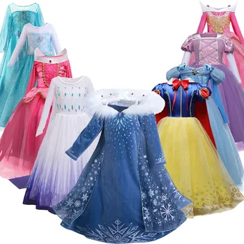 Необычный костюм Эльзы для девочек, праздничное платье принцессы для косплея на день рождения, Праздничное платье Белоснежки для косплея, Детский карнавальный Пасхальный костюм