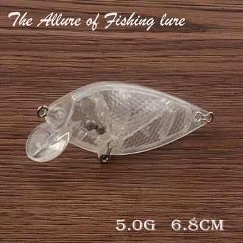Неокрашенная прозрачная пластиковая поддельная приманка, заготовка Luya, воблер для рыболовных снастей, 6,8 см, 5 г, 30 шт.