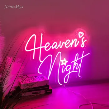 Неоновая вывеска Heaven's Night 60*49 см, Украшение стен комнаты для свадебной вечеринки, Подвесной ночник для спальни, Подарки на заказ