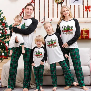 Новая рождественская коллекция: брюки из чистого хлопка с длинными рукавами из трех частей, предметы интерьера с рождественским принтом, комплект пижамы