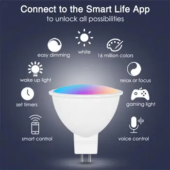 Новая Умная Лампочка Tuya Zigbee/WIFI GU10/MR16 RGB С Регулируемой Яркостью Светодиодная Лампа 5 Вт Smart Life Spotlight Control Через Alexa Google Home