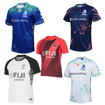 новая футболка для регби Фиджи 2024 Fijian Drua Rugby shirt Майки Fiji 7S singlet большого размера 5xl с пользовательским названием и номером